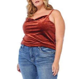 Skies Are Blue Velvet Cowl Neck Cami in Amber Rust size 1X Wantable NWT